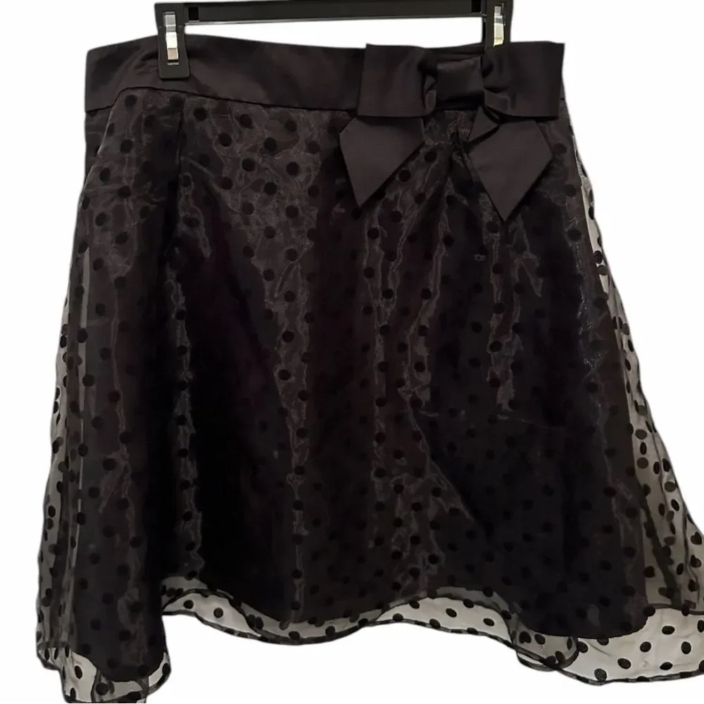 Chic Black Polka Dot A-Line Skirt